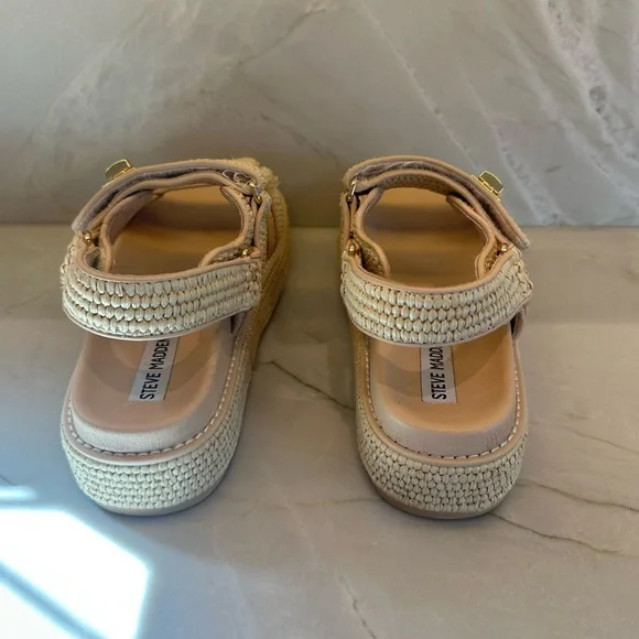 Steve Madden Bigmona Raffia Platform Sandals - Picture 3 of 5
